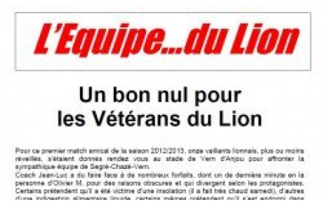 Un bon nul pour les Vétérans du Lion