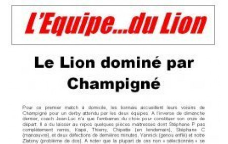 L'équipe du Lion - Le Lion dominé par Champigné